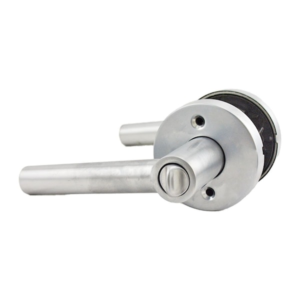 Milan Lever with Round Rose Entry Door Lock SmartKey with 6AL Latch, RCS Strike Satin Chrome Finish